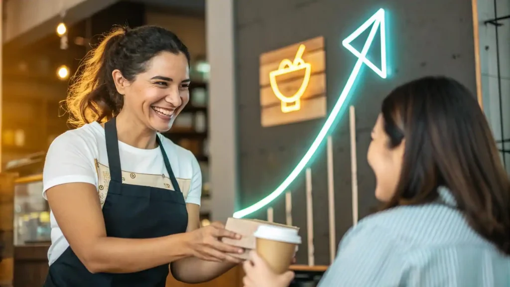 Apoyos para Emprendedoras en CDMX 2025: Guía para Obtener tu Crédito 3 crecimiento ascendente superpuesto a la imagen de una pequeña empresa mexicana próspera.