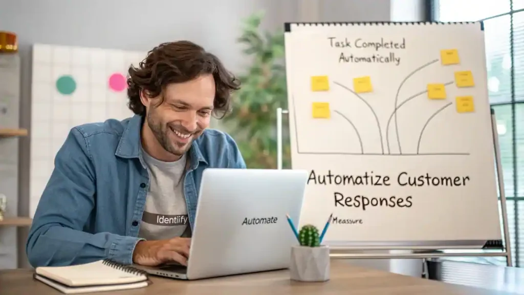 McKinsey Revela Por Qué el 80% de Empresas Falla con IA (Y los 3 Hacks para Estar en el 20% Ganador) 3 Emprendedor configurando agentes de inteligencia artificial para automatizar procesos y aumentar productividad empresarial