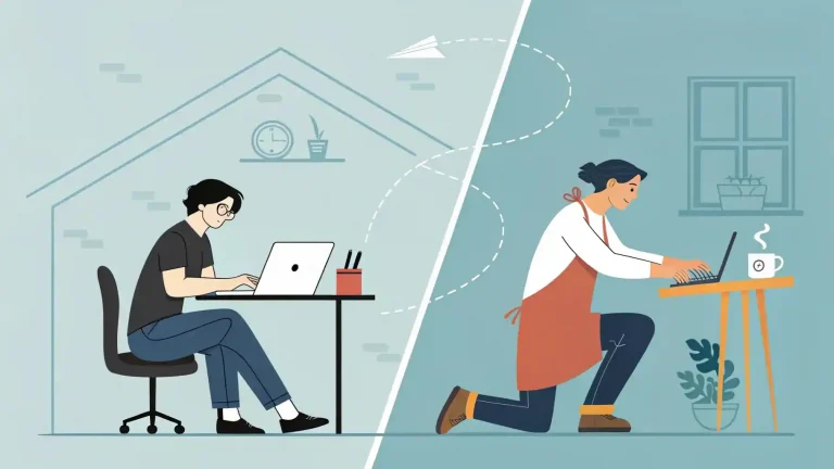 Un emprendedor estratégico construyendo su negocio en paralelo a su empleo, demostrando una forma inteligente y realista de alcanzar la independencia.