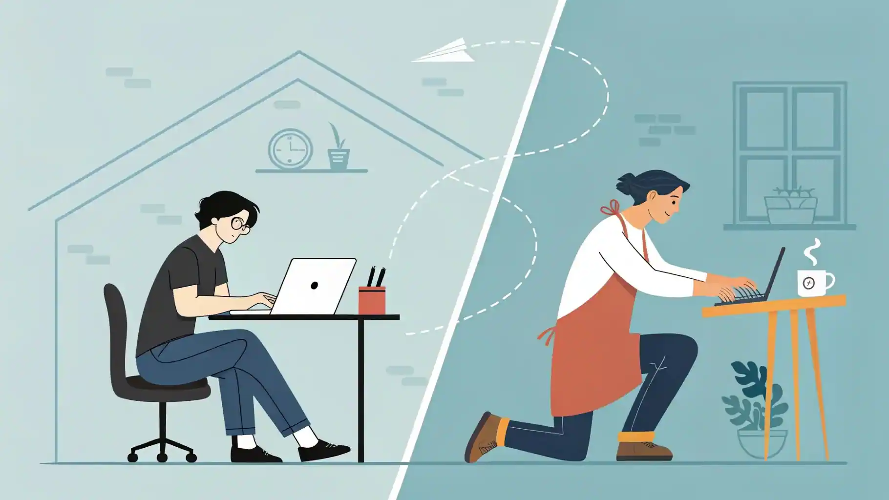 Un emprendedor estratégico construyendo su negocio en paralelo a su empleo, demostrando una forma inteligente y realista de alcanzar la independencia.