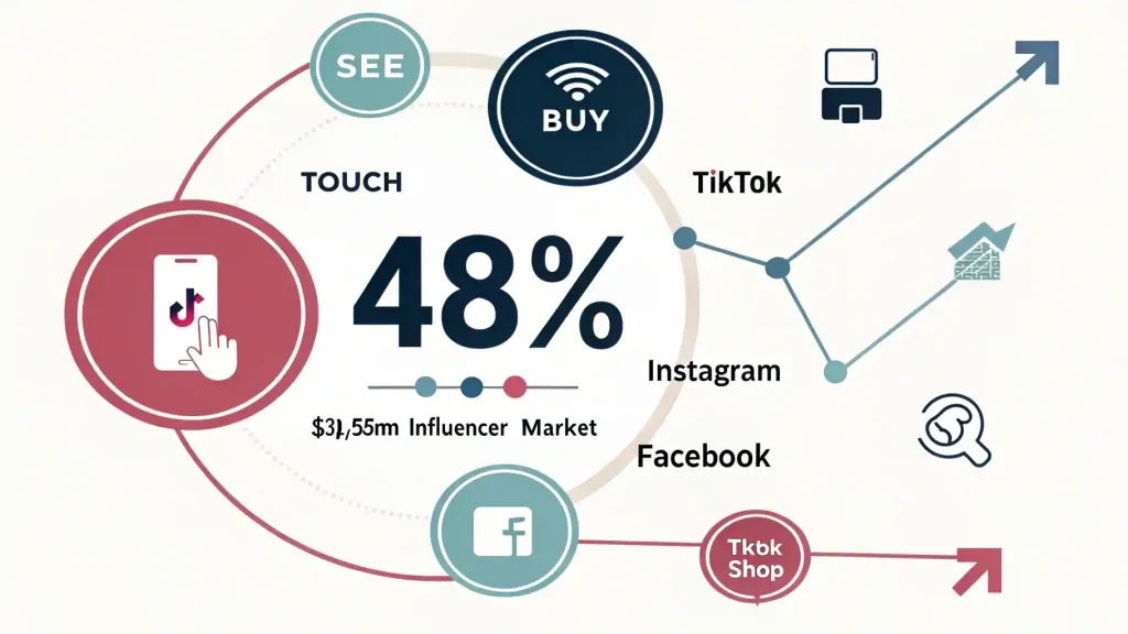 El 48% Ya Compra Por Instagram Y TikTok (Sin Ir a Tu Web): La Estrategia Exacta De $32 Mil Millones Que Está Matando El E-commerce Tradicional 2 Estadísticas de social commerce 2025 - 48% compra en redes sociales, $32 mil millones mercado de influencers