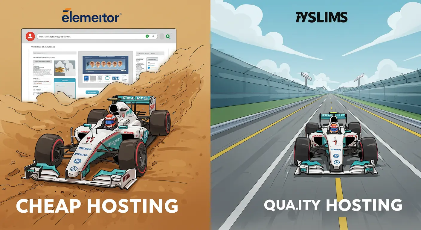 El hosting de calidad es clave para el rendimiento de Elementor Comparación de rendimiento web entre hosting de calidad y hosting barato con Elementor