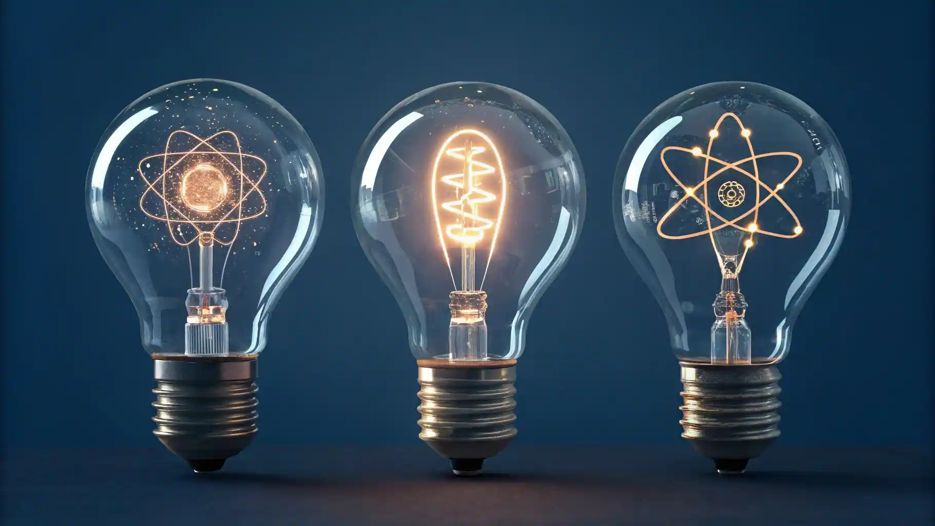 Nobel de Economía 2025: El Secreto de la "Destrucción Creativa" para tu Negocio Rentable 4 Tres bombillas de luz brillantes, una de ellas evolucionando a una forma más compleja y digital, simbolizando la innovación disruptiva premiada por el Nobel de Economía 2025.