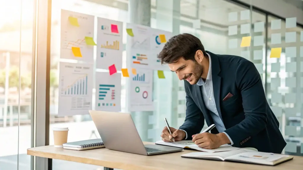 De la Idea al Negocio Rentable: El Roadmap Imbatible 1 Emprendedor validando idea de negocio con metodología estratégica